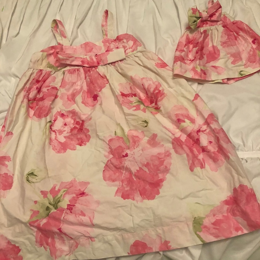 Girls spring dress with matching doll dress